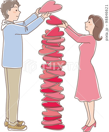 ハッピーバレンタイン_ハートの積み重ね 98846621