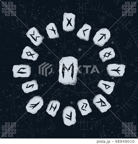 Space esoteric viking runes circle 98848010