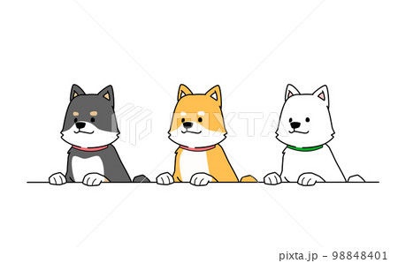 前足を乗せる3匹の柴犬のイラスト 98848401