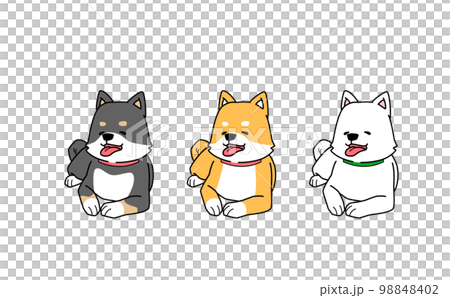 笑顔で寝そべる3匹の柴犬のイラスト 98848402