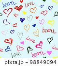Hearts Pastel Seamless Pattern On Light Blue Background. Wedding Concept 98849094