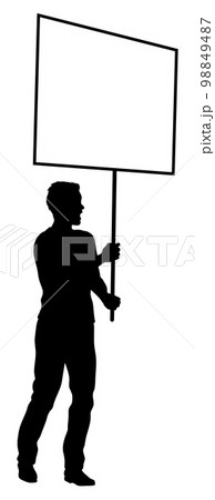 Protest Rally March Picket Sign Silhouette Person 98849487