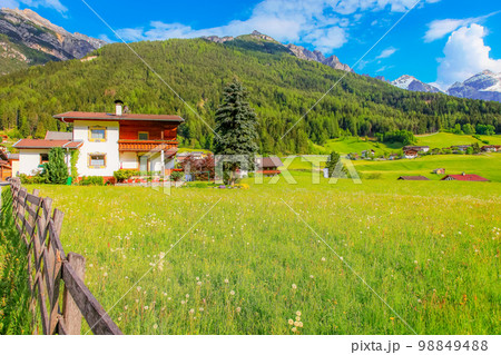 Alpine farm in Green Stubai valley near Innsbruck, Tyrol, Austria 98849488