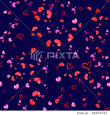 Seamless Hearts Pattern Background. Hand Drawn Seamless Illustration. 98849582