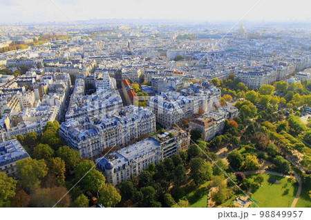 Saint-Germain-des-Pres and french roofs from above at sunrise, Paris, France Saint-Germain-des-Pres and french roofs from above at sunrise, Paris, France 98849957