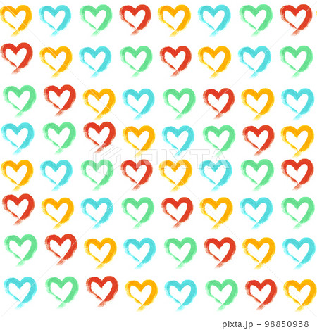 Seamless Heart Pattern On White Background. Hand Drawn Illustration. Seamless Heart Pattern On White Background. Hand Drawn Illustration. 98850938