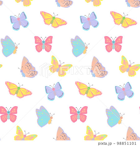 Colorful smiling butterflies seamless pattern. 98851101