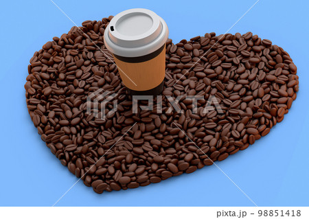 Set of paper coffee cup with coffee bean for cappuccino, americano, espresso 98851418