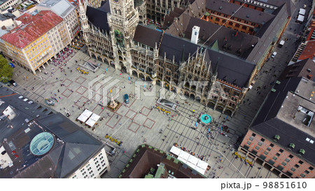Munich Town Hall at Marien square in the historic district - aerial view 98851610