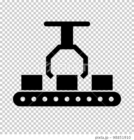 Manufacturing work automation silhouette icon. . Industrial machinery. robot arm. vector. Manufacturing work automation silhouette icon. . Industrial machinery. robot arm. vector. 98851910