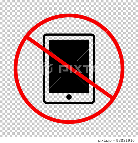 スマートフォン禁止のサイン。スマートフォン警告サイン。ベクター。 スマートフォン禁止のサイン。スマートフォン警告サイン。ベクター。 98851916