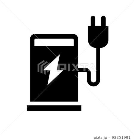 電気自動車の電気スタンドシルエットアイコン。ベクター。 98851991