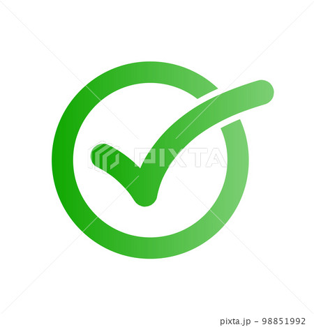 光沢のある丸いチェックボックスアイコン。承認。ベクター。 98851992