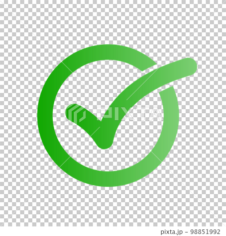 光沢のある丸いチェックボックスアイコン。承認。ベクター。 98851992