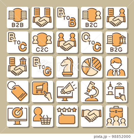 BtoB BtoC CtoC　ビジネスモデルのアイコンセット 98852000
