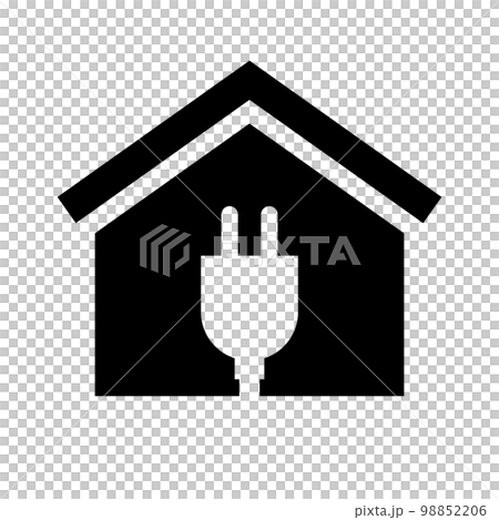 Residential charging station. House and outlet silhouette icon. vector. Residential charging station. House and outlet silhouette icon. vector. 98852206