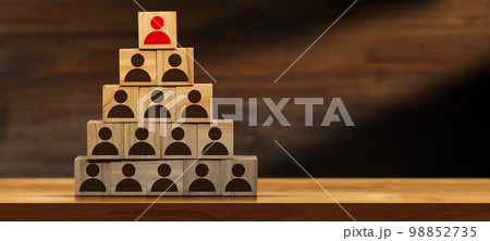 Leadership or Business Motivation Concept - Wooden Blocks Shape Leadership or Business Motivation Concept - Wooden Blocks Shape 98852735