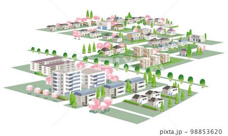桜咲く春の美しい街並みと暮らしの風景 98853620