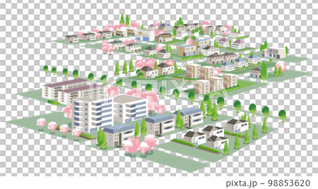 桜咲く春の美しい街並みと暮らしの風景 98853620