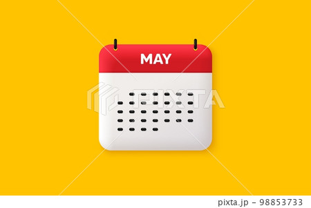 Calendar date 3d icon. May month icon. Event schedule May date. Meeting appointment planner. Agenda plan, Month schedule 3d calendar and Time planner. May day reminder. Vector 98853733