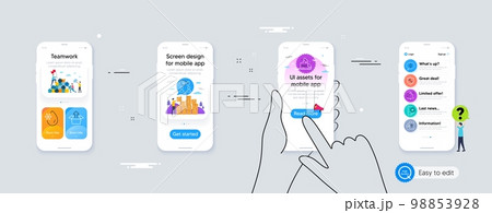 Set of Food app, Energy and Fake news line icons. Phone ui interface. Include Spanner, Information bell, Certified refrigerator icons. Interview, Freezing water, Send box web elements. Vector Set of Food app, Energy and Fake news line icons. Phone ui interface. Include Spanner, Information bell, Certified refrigerator icons. Interview, Freezing water, Send box web elements. Vector 98853928