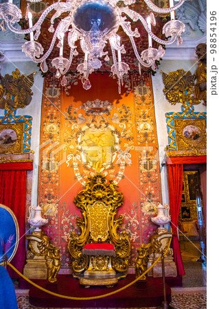 Palazzo Borromeo, Palace Interior view in Isola Bella, Isole Borromee archipelago, Lake Maggiore 98854196