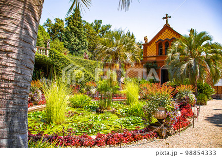 Views of Isola Madre villa and botanic garden, in Isole Borromee archipelago, Lake Maggiore, Italy. Views of Isola Madre villa and botanic garden, in Isole Borromee archipelago, Lake Maggiore, Italy. 98854333