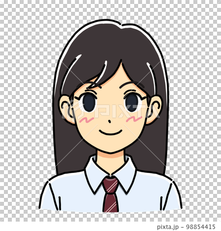 面帶微笑的女學生面向前方的插圖（半身像） 98854415