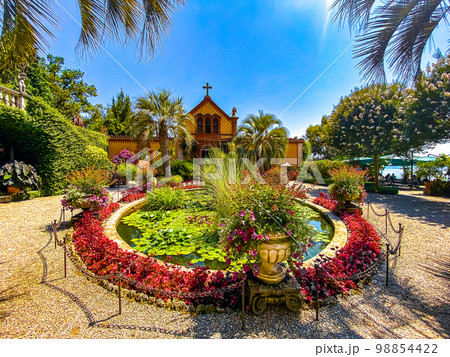 Views of Isola Madre villa and botanic garden, in Isole Borromee archipelago, Lake Maggiore, Italy. Views of Isola Madre villa and botanic garden, in Isole Borromee archipelago, Lake Maggiore, Italy. 98854422
