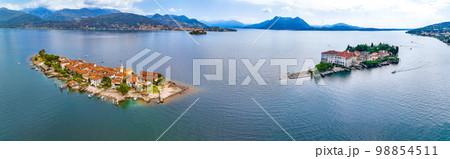 Aerial view of Isola Superiore, or Isola dei Pescatori or Island of the Fishermen in Borromean 98854511