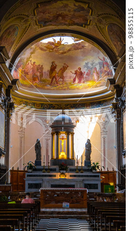 St Stefano church in Menaggio town in lake Como, Lombardy, northern Italy St Stefano church in Menaggio town in lake Como, Lombardy, northern Italy 98855115