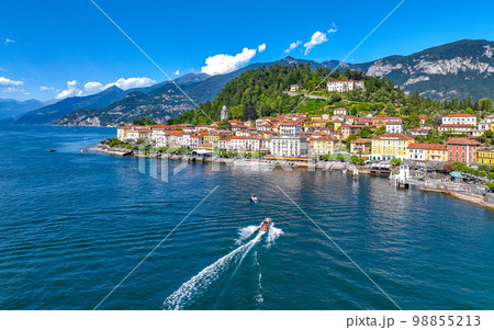 Aerial view of Bellagio village in Lake Como, in Italy. 98855213