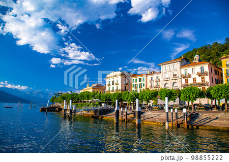 Street view of Bellagio village in Lake Como, in Italy. Street view of Bellagio village in Lake Como, in Italy. 98855222