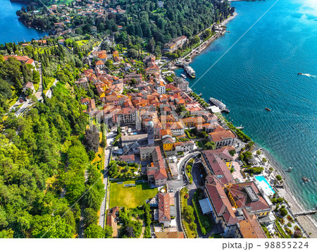 Aerial view of Bellagio village in Lake Como, in Italy. Aerial view of Bellagio village in Lake Como, in Italy. 98855224