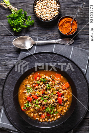 Vegan Hoppin John, savory black-eyed pea stew Vegan Hoppin John, savory black-eyed pea stew 98855273