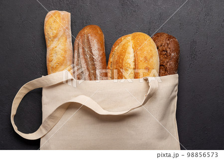 Fresh baked bread in bag 98856573