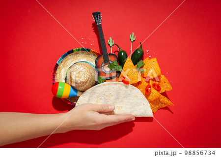 Concept of Mexico food on red background 98856734