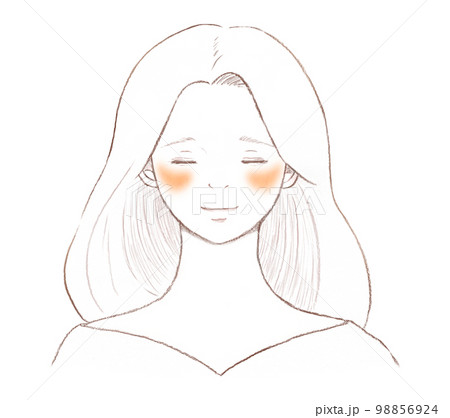 頬に肝斑がある大人の女性イラスト　線画 98856924