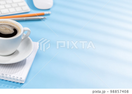 Top view business office desk 98857408