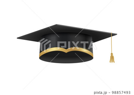 Academic cap for graduation ceremony in high school, college or university. Education hat isolated on white. Vector design element Academic cap for graduation ceremony in high school, college or university. Education hat isolated on white. Vector design element 98857493