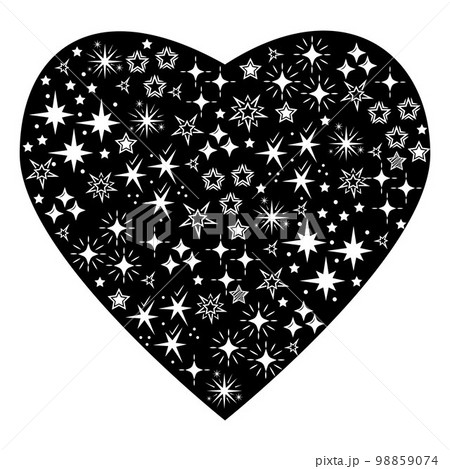 Black silhouette of an abstract heart with a star ornament, vector filtered illustration Black silhouette of an abstract heart with a star ornament, vector filtered illustration 98859074