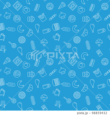 Junk food blue pattern. Vector seamless texture 98859432