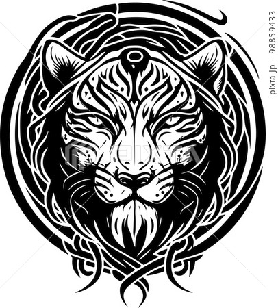 Vector illustration of tiger head with ornament. Vector illustration 98859433