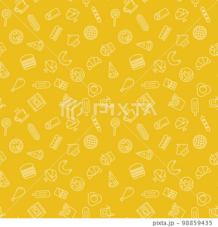 Fast food yellow pattern - vector seamless texture 98859435