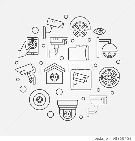 CCTV video security cameras round vector illustration CCTV video security cameras round vector illustration 98859452