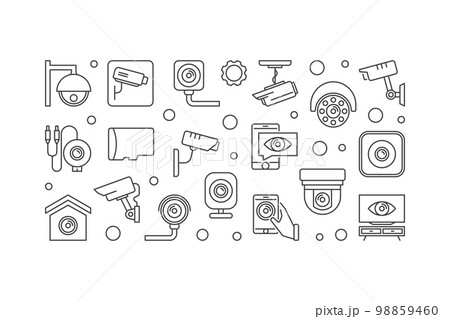 CCTV and surveillance camera vector horizontal banner CCTV and surveillance camera vector horizontal banner 98859460