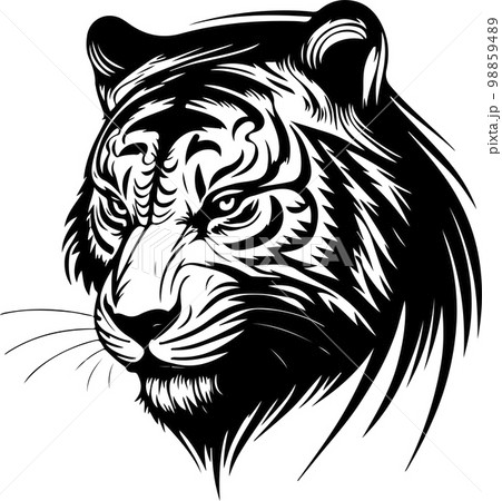 Vector illustration of tiger head withのイラスト素材 [98859489