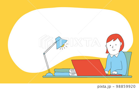 パソコンに向かって学ぶ女性のイラスト パソコンに向かって学ぶ女性のイラスト 98859920