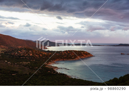 Small Town on a Rocky Sea Coast. Porto Sa Ruxi, Sardinia, Italy. 98860290