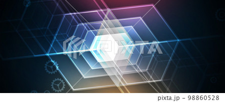 Quantum processing. Deep learning artificial intelligence. Future new technology  for business or science presentation 98860528